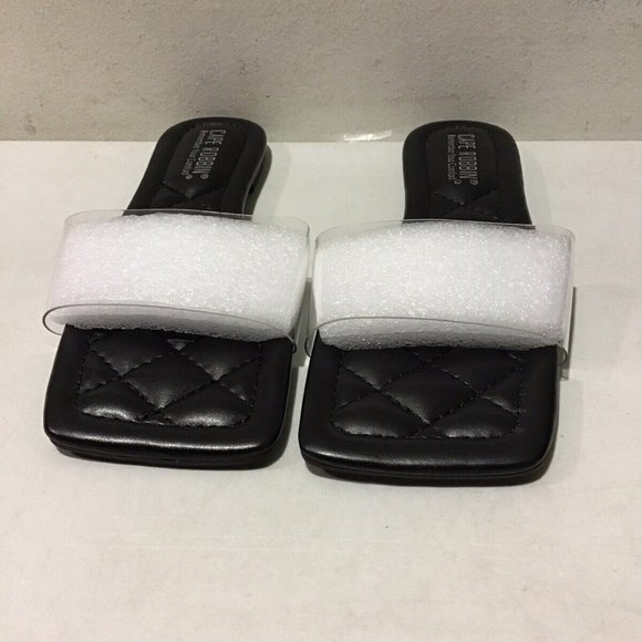 NEW CAPE ROBBIN KEKO SLIDE SANDALS BLACK WITH CLEAR STRAP 5.5 - Picture 4 of 10